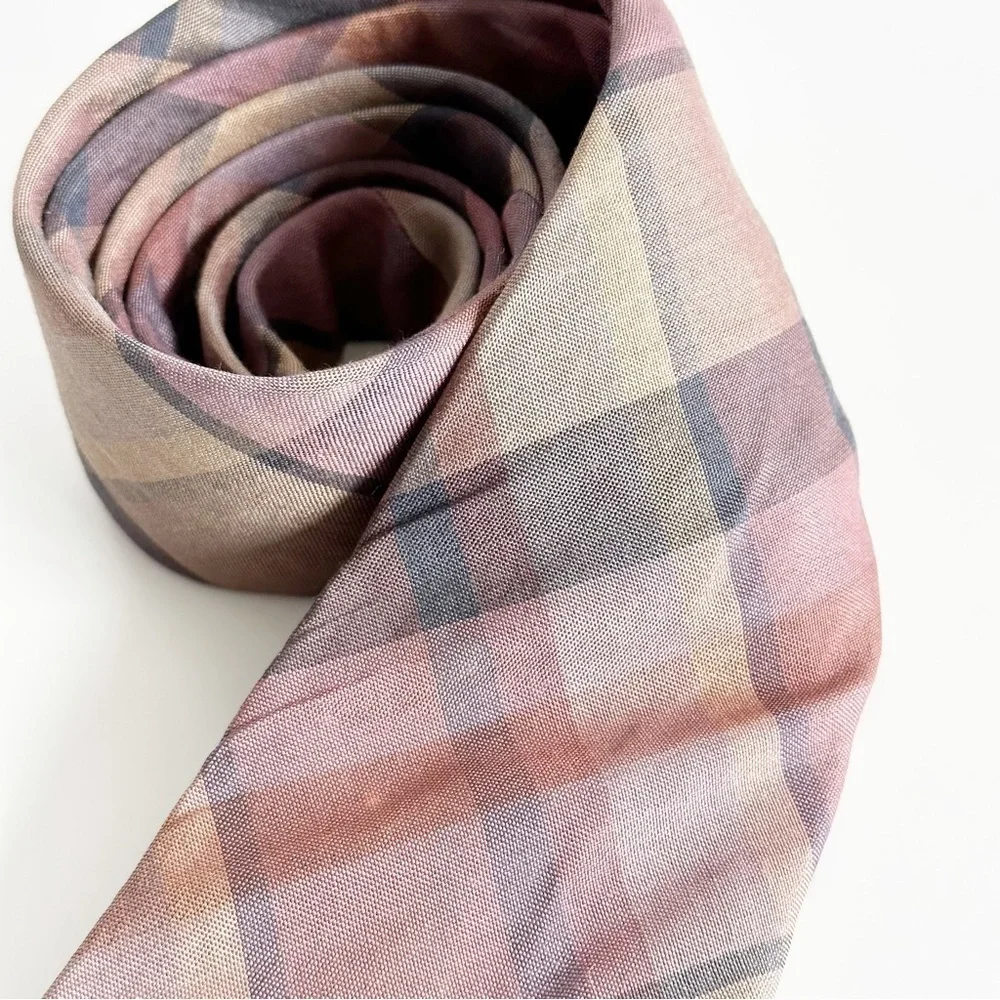 YSL Yves Saint Laurent Men’s vintage tie plaid silk